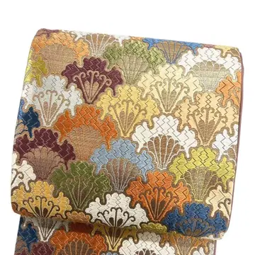 후쿠로 오비 추상 청해파 국화 꽃 무늬 금실 기모노 113b p ms