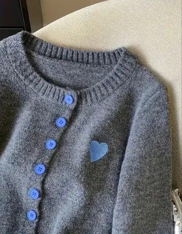 그레이 하트 자수 가디건 3L