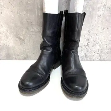 [ BOEMOS ] 보에모스 미들 기장 가죽 부츠 천연 가죽 38 블랙