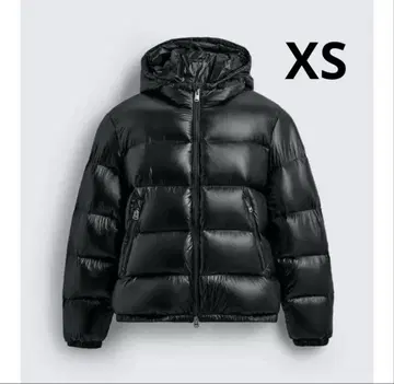 ZARA 광택 발수 가공 블랙 퍼프 자켓 후드 부착 80% 다운