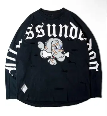 갈피 GA x GALFY-보로보로 자수 롱T 블랙