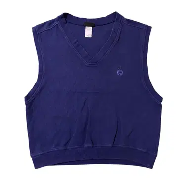 USA 구제 의류 니트 베스트 V넥 네이비 자수 빈티지 X198