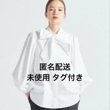 yori 빅 리본 퍼프 슬리브 블라우스 셔츠 화이트 미사용 38