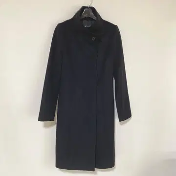 인디비 롱 코트 40 양모 캐시미어 스탠드 카라 블랙 DMW