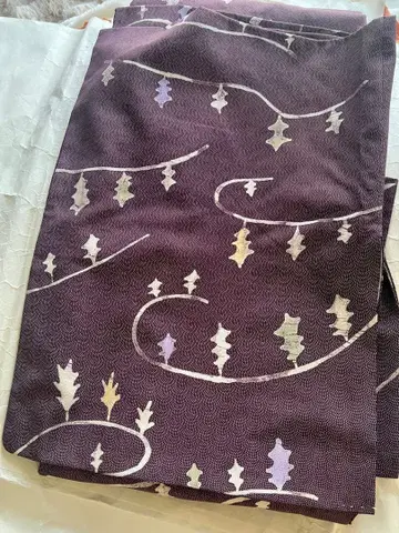 기모노+오비 세트 보라색 상어 코몬에 트리 무늬