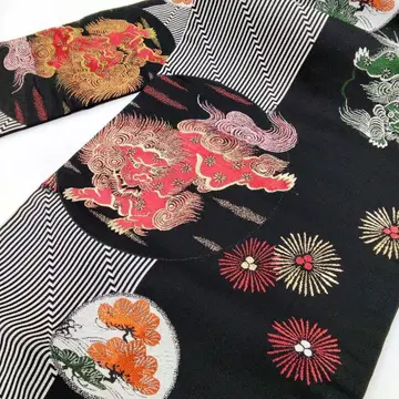 앤티크 나고야 오비 당사자 줄무늬 나고야 오비 블랙 새상품급 #1432