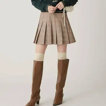Lily Brown 체크 무늬 플리츠 미니 스커트