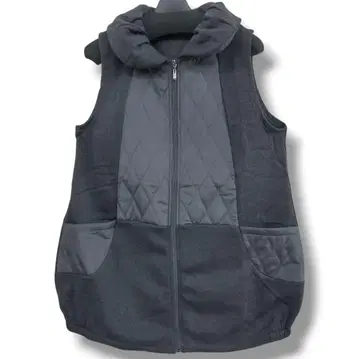 베스트 속기모 튜닉 풀오버 둥근 카라 이소재 그레이 퀼팅