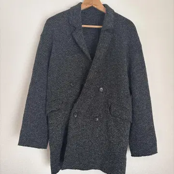 맥피 헤링본 더블 브레스트 울 자켓 그레이 트위드 36