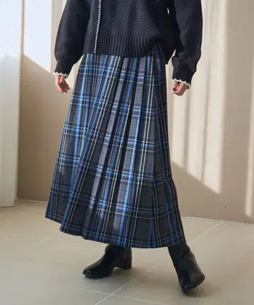 [택 포함 새상품] coen TR 체크 플리츠 스커트