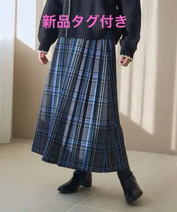 [택 포함 새상품] coen TR 체크 플리츠 스커트