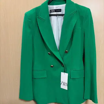 택 포함 새상품 ZARA 그린 더블 브레스트 자켓 M