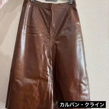 calvin klein 브라운 소가죽 스커트