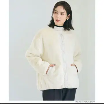 coca 워셔블 리버서블 퀼팅 블루종 아이보리 L