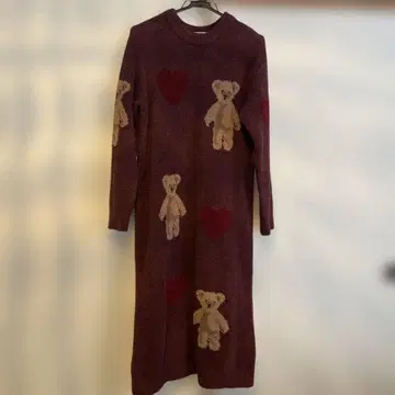 젤라피케 테디베어 패턴 롱 드레스