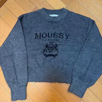MOUSSY 그레이 로고 니트 스웨터 F