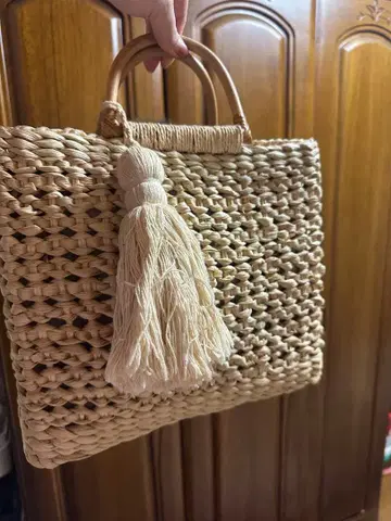 라탄 바스켓백 태슬 포함