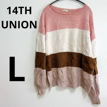[ L ] 14TH UNION 보더 긴팔 니트 스웨터 핑크