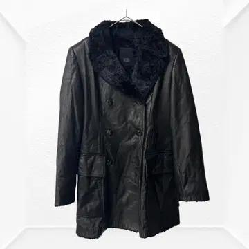 2422 ACIDE 가죽 코트 소가죽 퍼 블랙 M 아우터 일본제