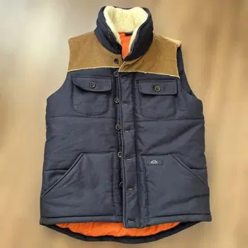 네이비 다운 베스트 코듀로이 옷깃