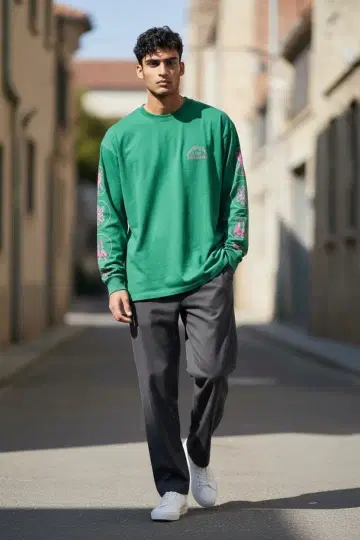 Black weirdos 그린 긴팔 티셔츠