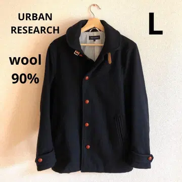 어반 리서치 울 네이비 피 코트 L