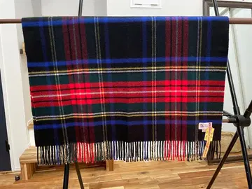 Johnst of Elgin 대형 캐시미어 스톨 체크 무늬