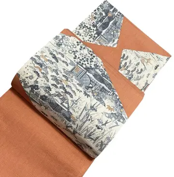 A 190 새상품급 후쿠로 오비 북  상라 자수 순수 실크 기모노