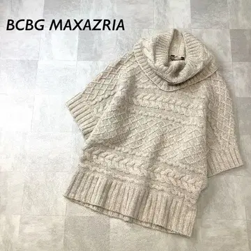BCBG MAXAZRIA 케이블 짜임 터틀 니트 반팔 그레이지