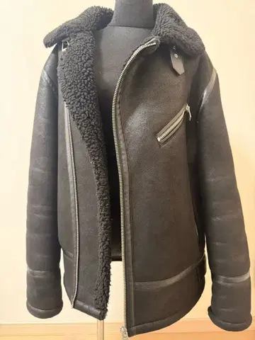 zara 보아 라이닝 블랙 가죽 아우터