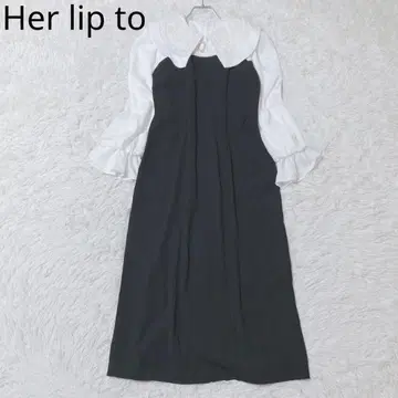 하립투 셔츠 원피스 빅 옷깃 레이스 캔디 슬리브 블랙