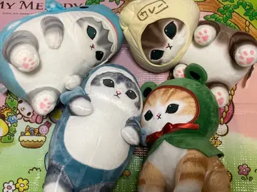 mofusand 모프 샌드 BIG 봉제 인형 4체 세트 개구리 상어 카레