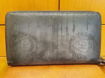 Miskeen 엠보싱 가공 다크 그레이 장지갑 수제 색바램 지갑