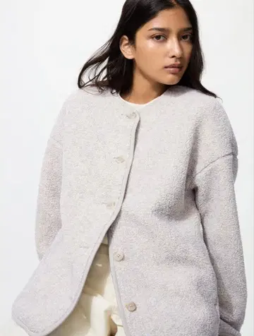 UNIQLO 보아 플리스 릴랙스 가디건 02 LIGHT GRAY