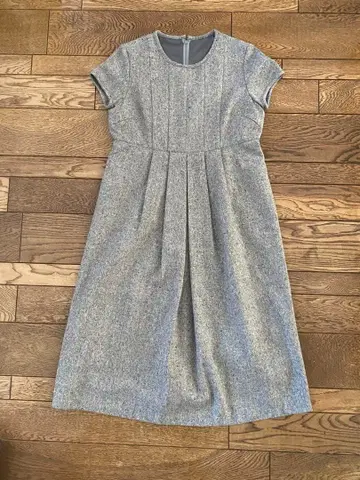 그레이 울 혼방 트위드 A라인 원피스 새상품급