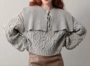 DEICY ME & ME COUTURE 부착형 세일러 카라 아란 니트