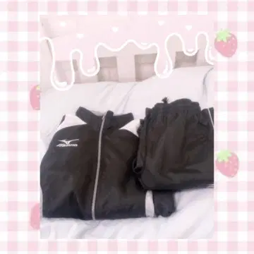 Mizuno 윈드 브레이커 블랙/화이트 상하의 세트