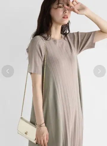 야마다야 Vin 도킹 랜덤 리브 니트 원피스 베이지