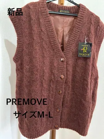 택 포함 새상품 PREMOVE 니트 베스트 M-L 사이즈 브라운 새상품