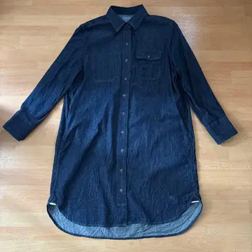 유니클로 x JWA 콜라보 데님 셔츠 원피스 네이비