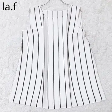 라에프 블라우스 슬리브리스 스트라이프 패턴 오피스 화이트 사이즈 42