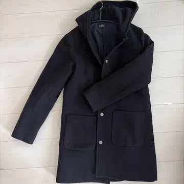 APC 남성용 울 코트 후드 부착