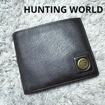 HUNTING WORLD 헌팅월드 이단 접이식 지갑 가죽 브라운
