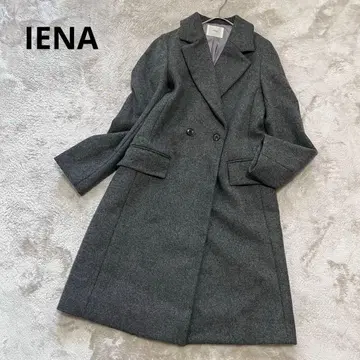 새상품급 이에나 울 더블 체스터 코트 롱 코트 그레이