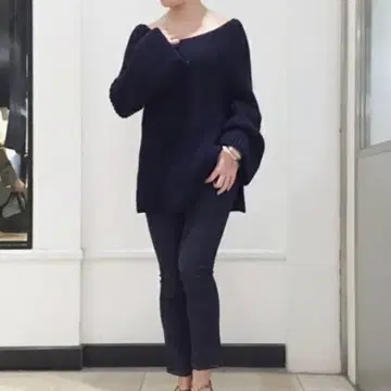 Deuxieme Classs 아제 풀오버 네이비 면 100%