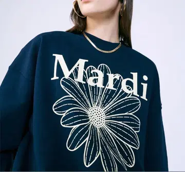 Mardi 네이비 꽃무늬 프린트 트레이닝복