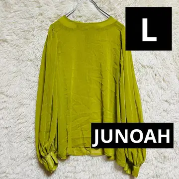 새상품급 JUNOAH 긴팔 셔츠 옐로우 그린 [ L ] 비침 여성 상의