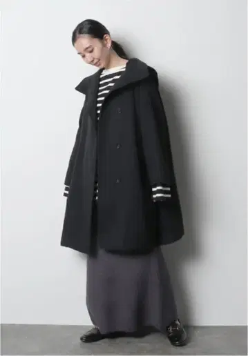 meri 후디 코트 블랙