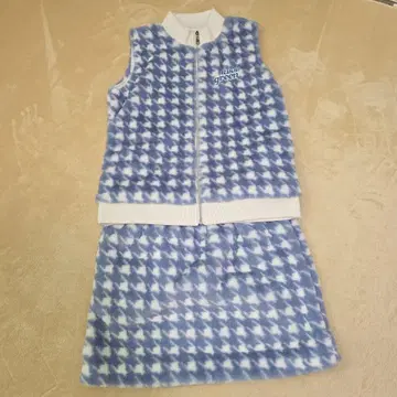 사이즈 3 스카이블루 하운드투스 체크 플리스 셋업