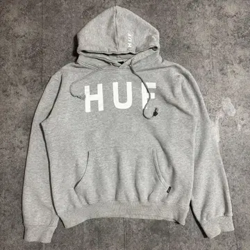 HUF 그레이 후드 부착 후드티